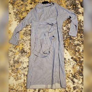 Viscose Stripe Buckle Dolman Dress In Blue Multi
